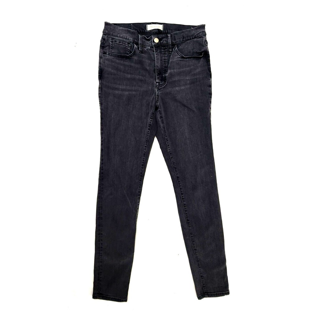 Madewell Road Tripper Skinny Jeans Women's 28 Black Faded Denim Mid Rise Stretch